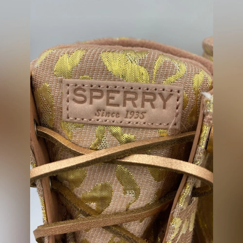 Sperry Tan and Gold Duck Boots